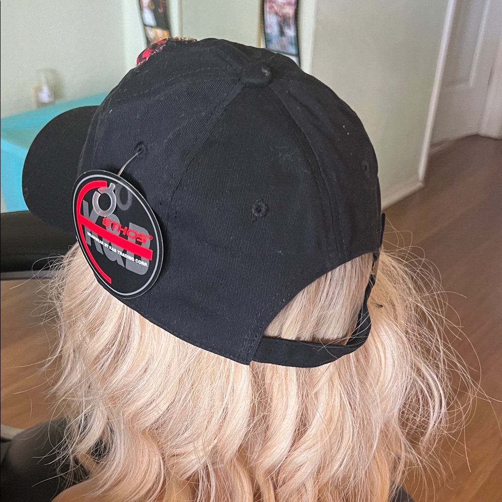 #1380**Black Baseball Cap W/ red & white WHT logo art in Detail. - Picture 5 of 14